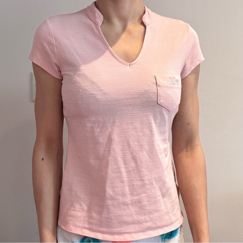 Guess Pink Women's Top v neck